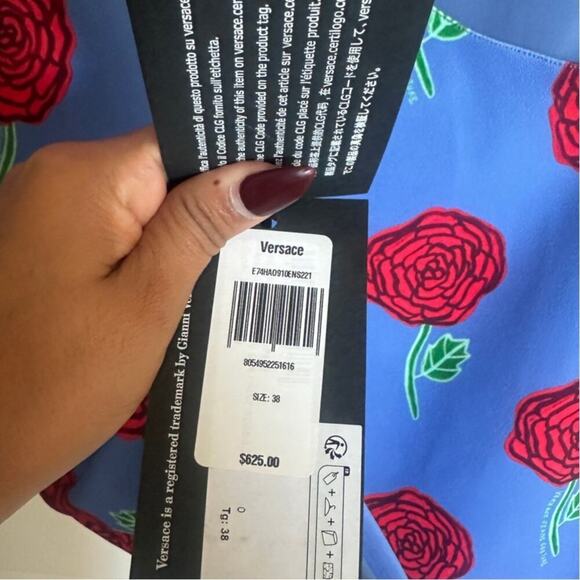 Versace Jeans Couture Womens Blue Printed Rose Cocktail and Party Dress - Picture 4 of 10